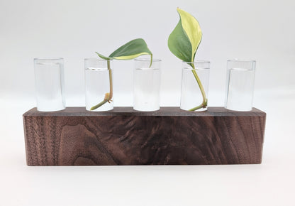 Tineke Tubes - Decorative Plant Propagation Holder (5 tubes) - Black Walnut