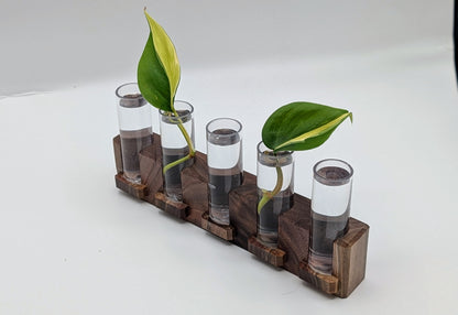 Tineke Tubes - Decorative Plant Propagation Holder (5 tubes) - Black Walnut