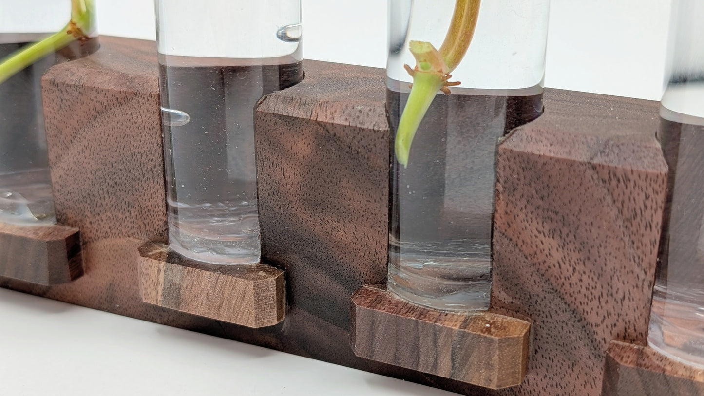 Tineke Tubes - Decorative Plant Propagation Holder (5 tubes) - Black Walnut